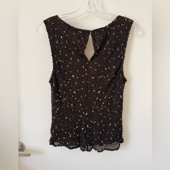 Silk Beaded Evening Top Y2K Going Out Black Brown Scala Sz L - Picture 3 of 7